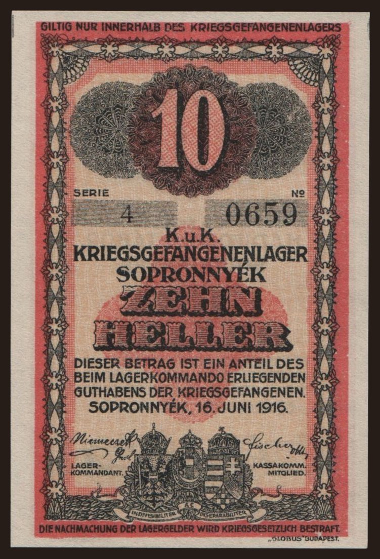 Sopronnyék, 10 Heller, 1916