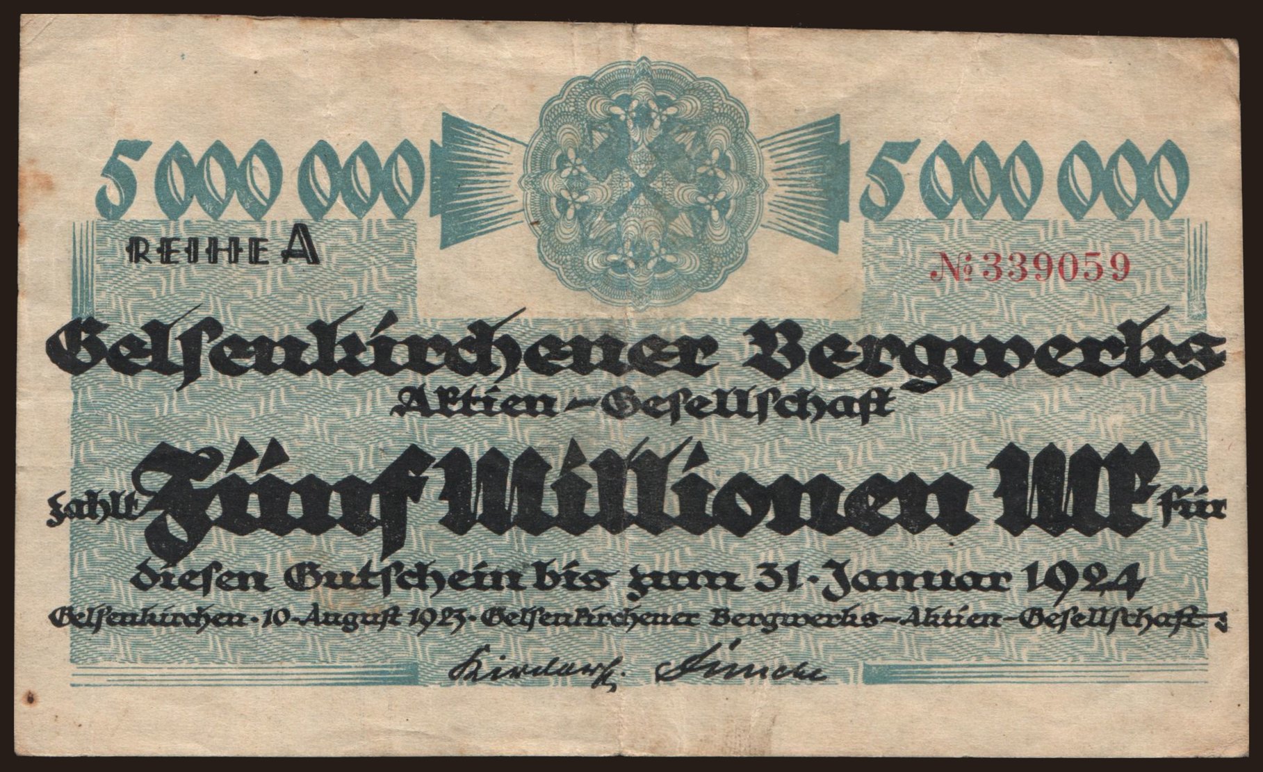 Gelsenkirchen/ Gelsenkirchener Bergwerks A.-G., 5.000.000 Mark, 1923