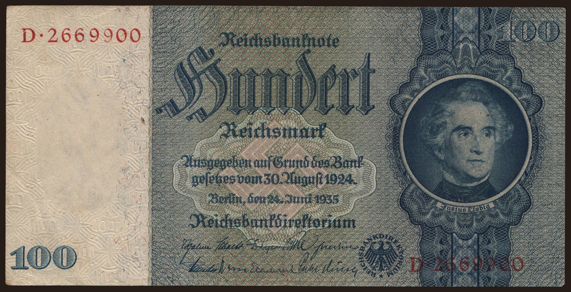100 Reichsmark, 1935, -/D