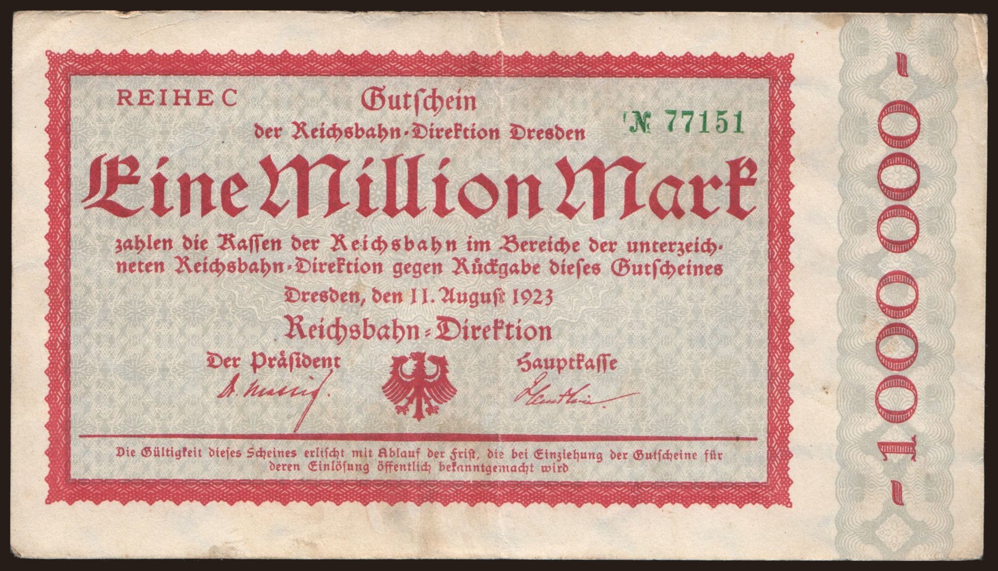 Dresden, 1.000.000 Mark, 1923