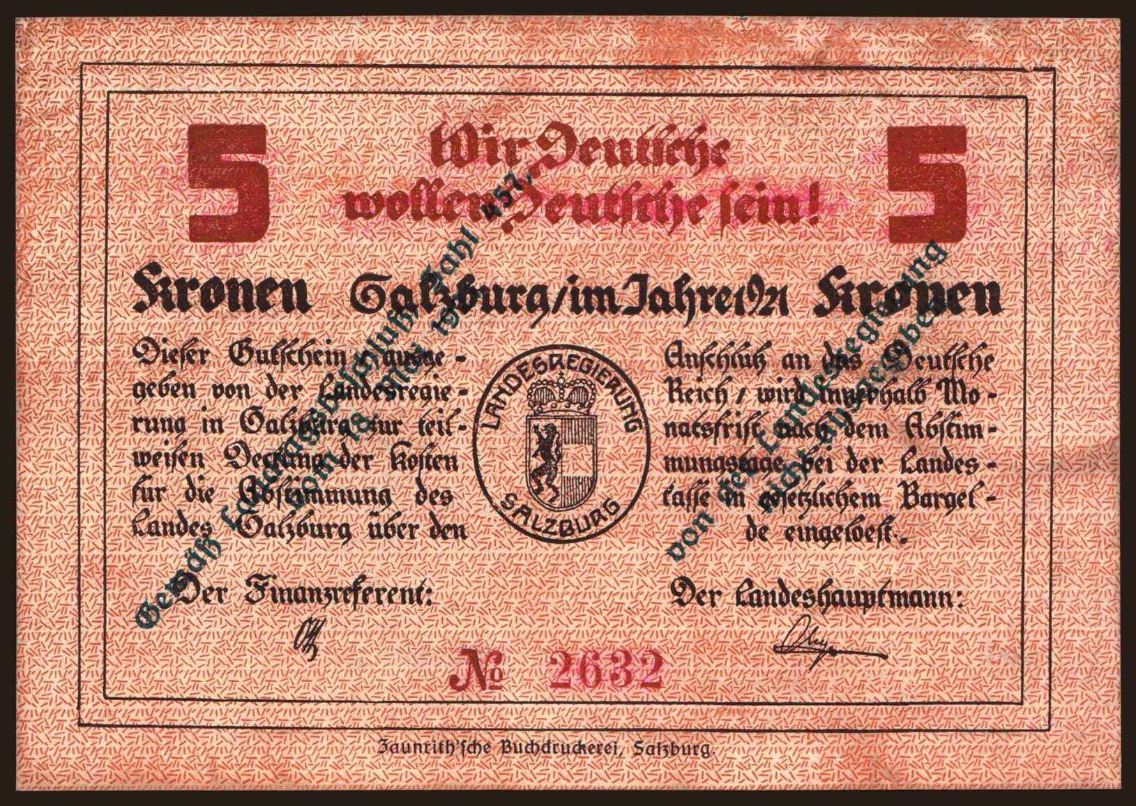 Salzburg, 5 Kronen, 1921