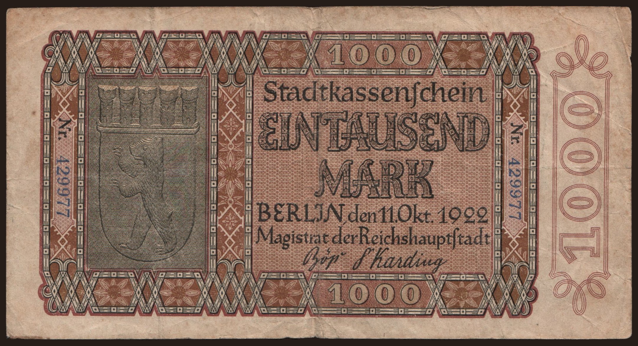 Berlin/ Stadt, 1000 Mark, 1922