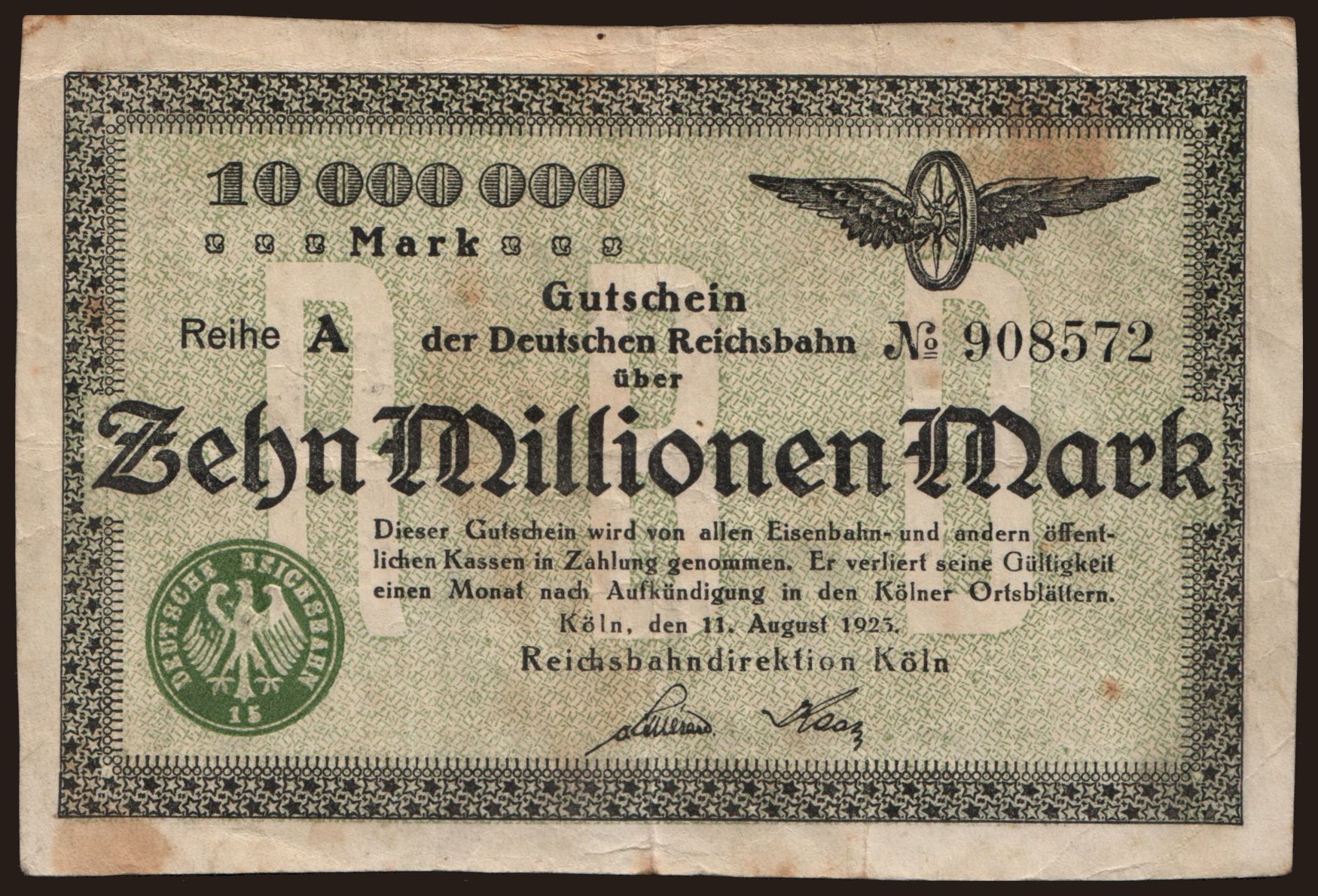 Köln, 10.000.000 Mark, 1923
