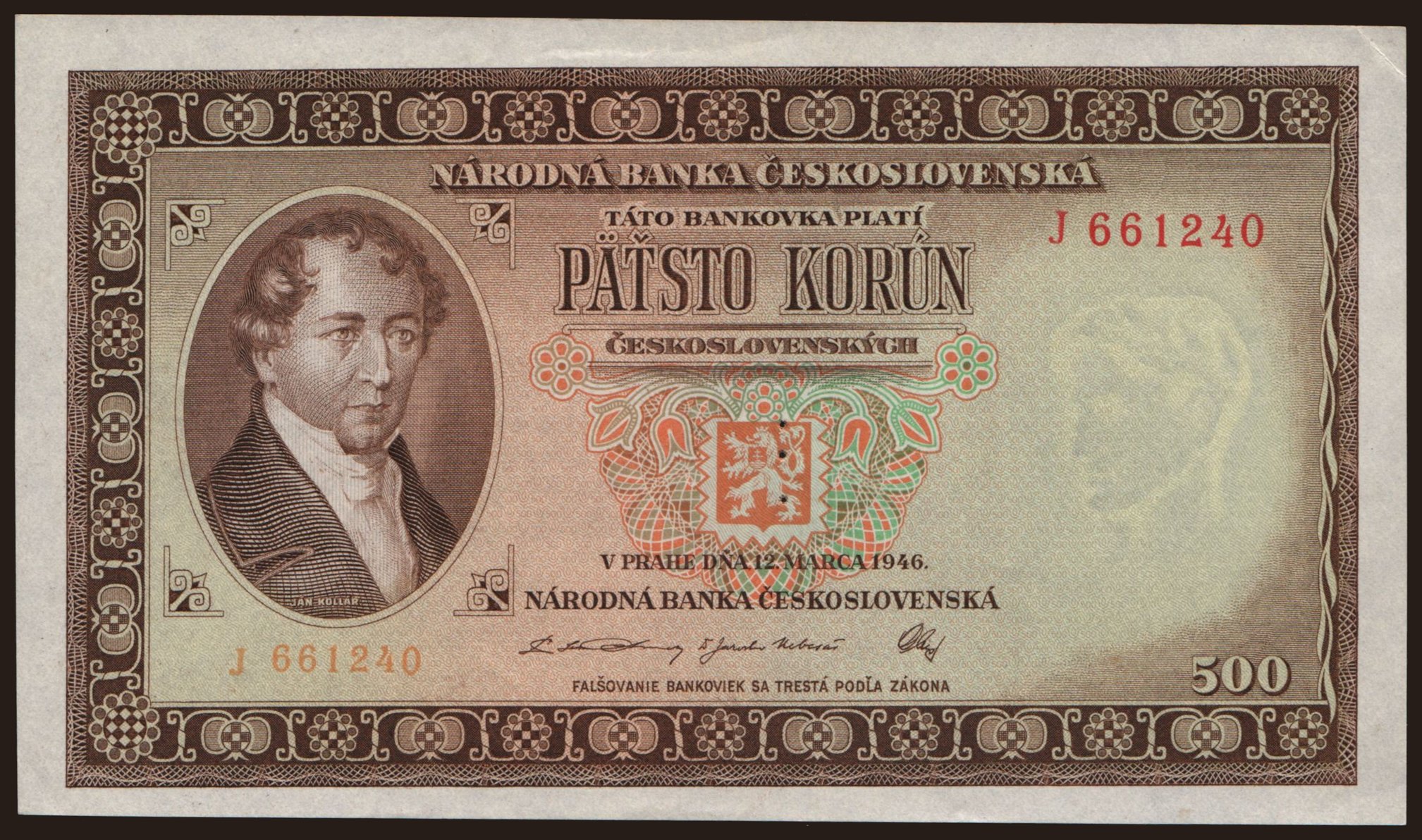 500 korun, 1946
