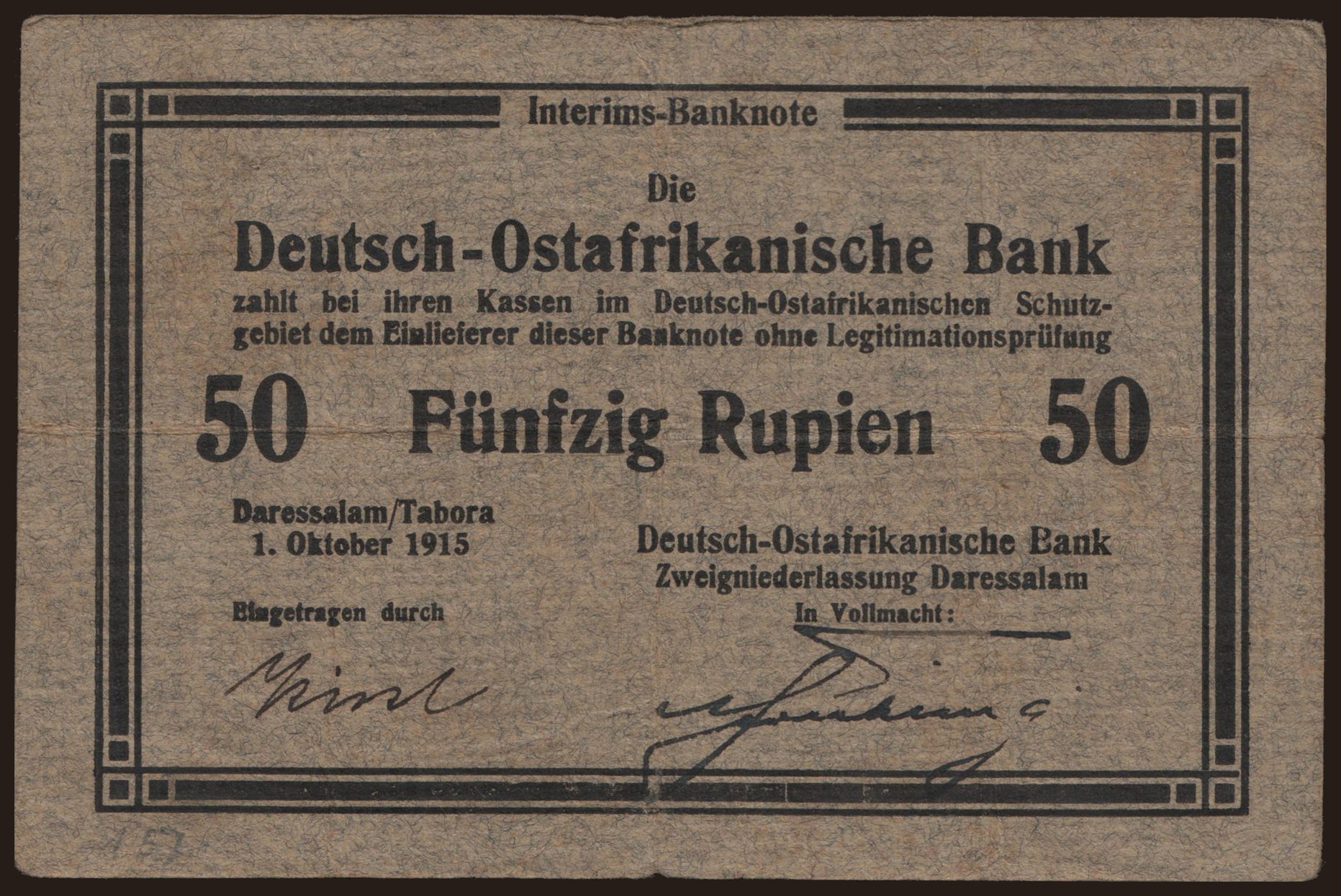 50 Rupien, 1915