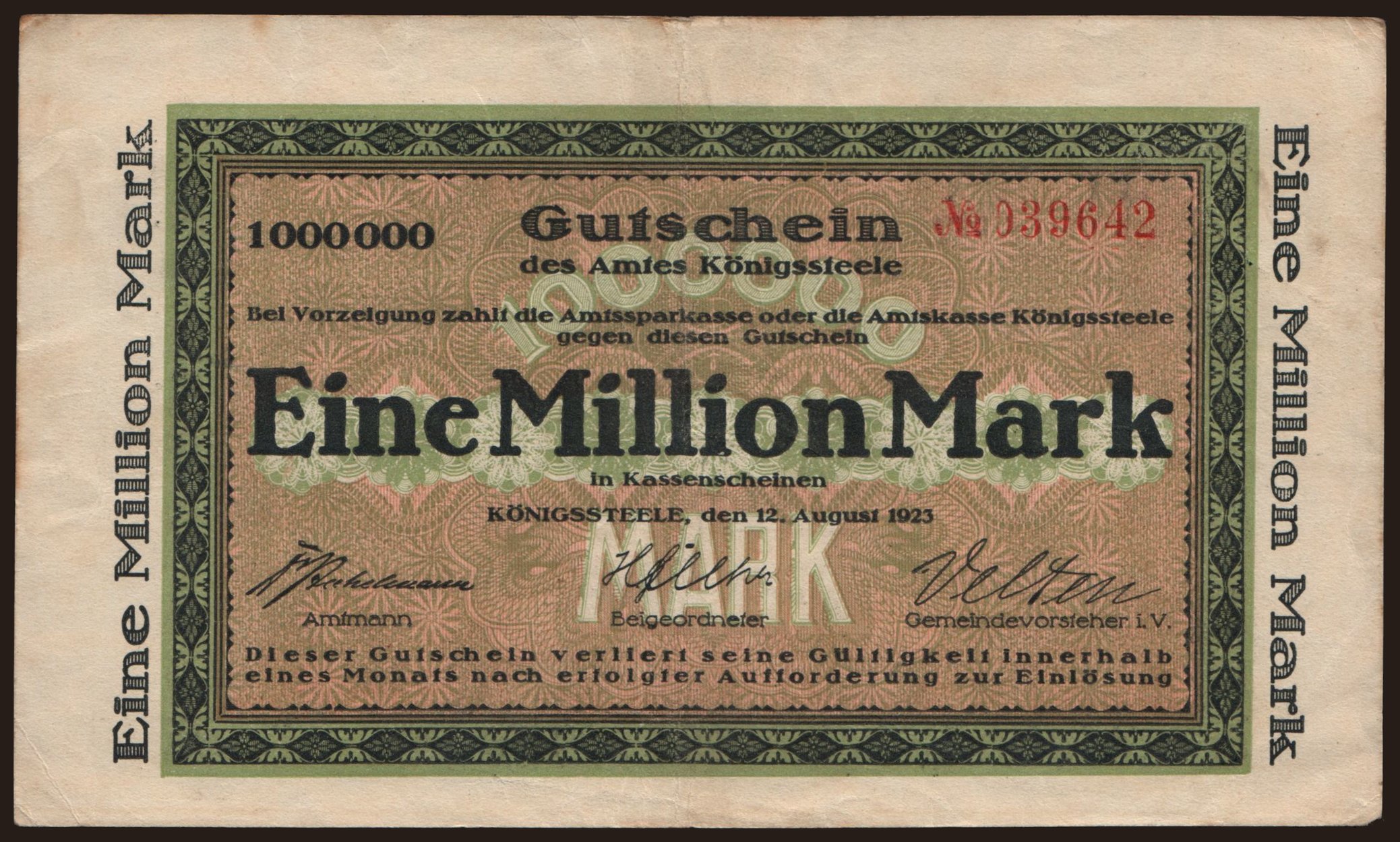 Königssteele/ Amt, 1.000.000 Mark, 1923