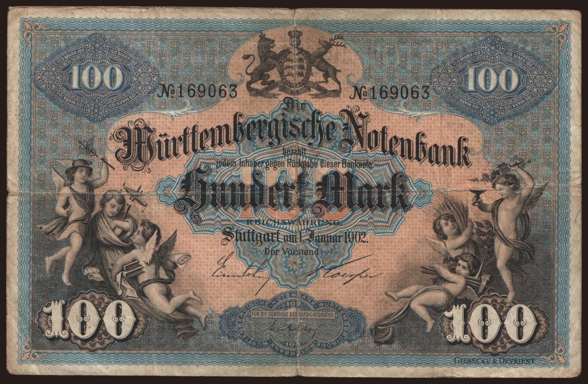 Württembergische Notenbank, 100 Mark, 1902