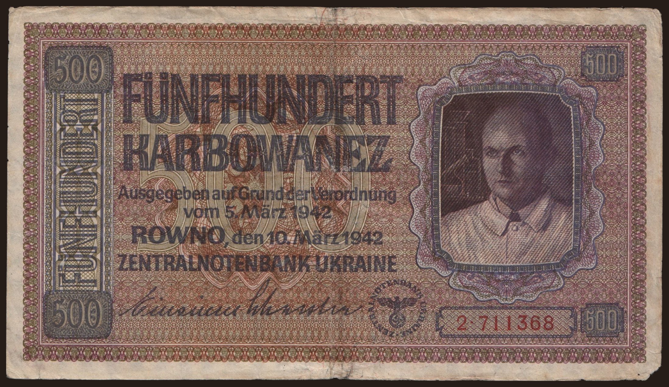 Rowno, 500 Karbowanez, 1942