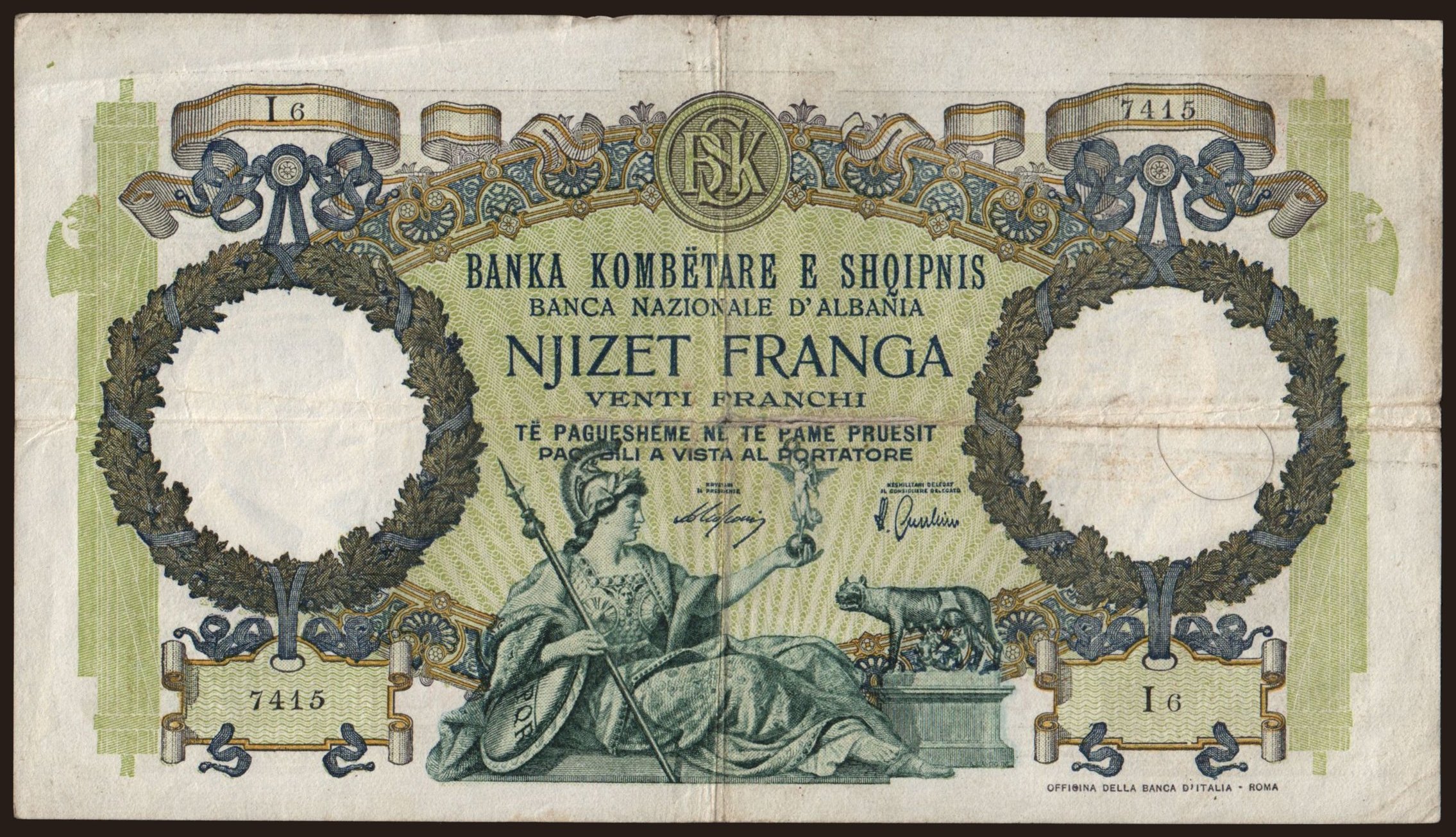 20 franga, 1939