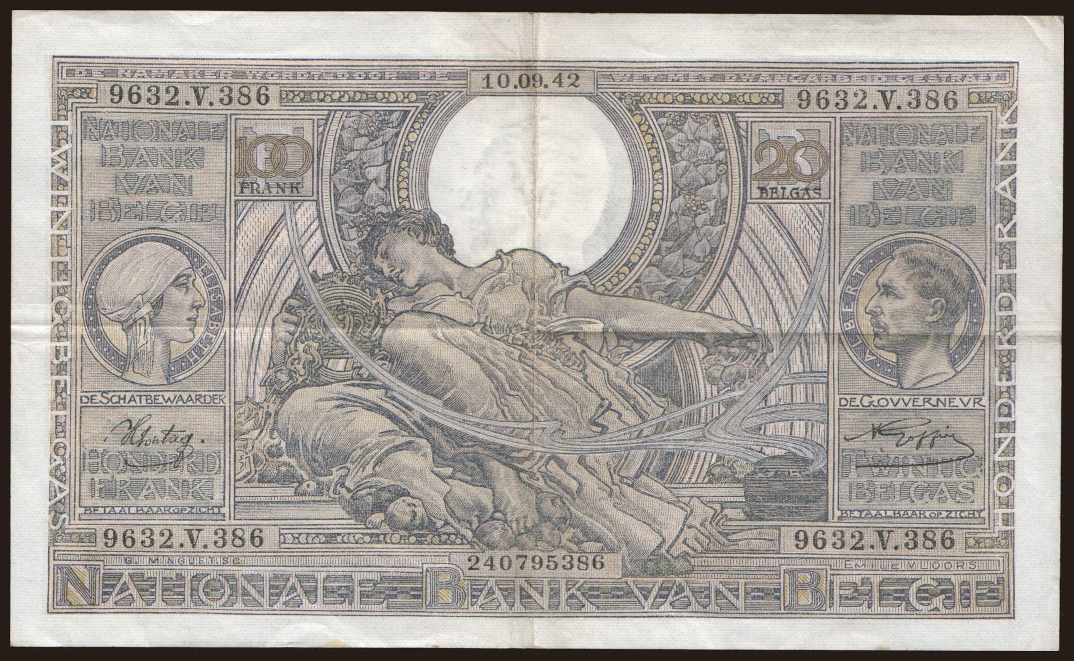 100 francs, 1942