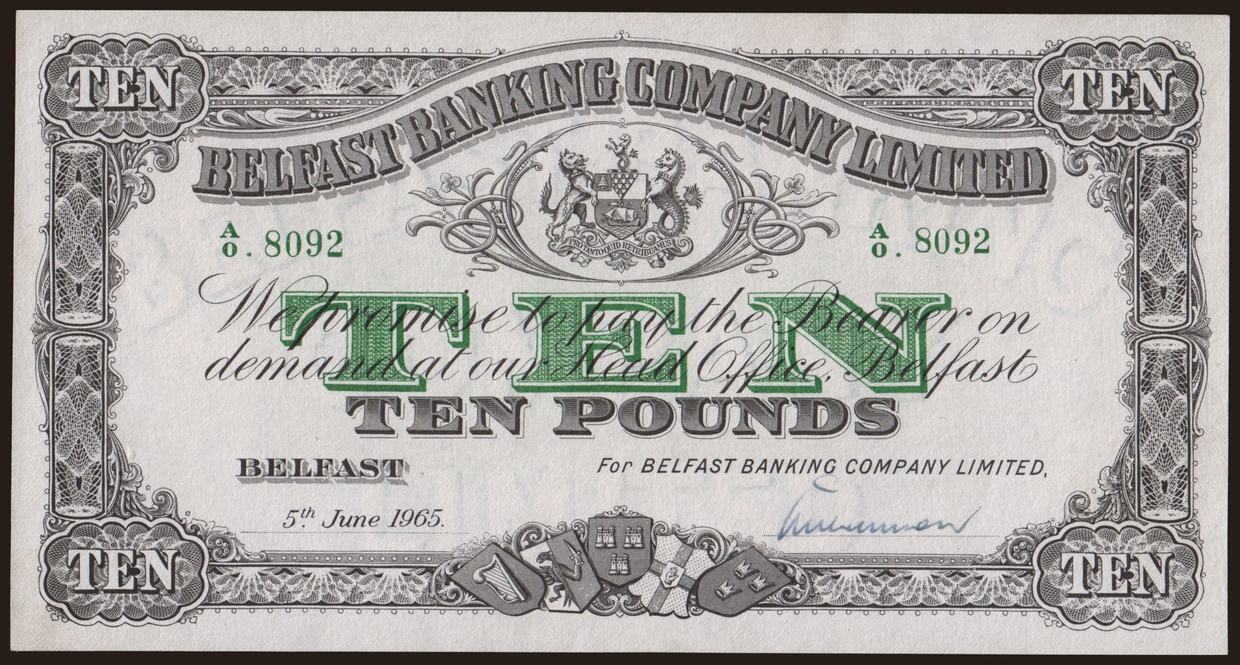 Belfast Banking Company, 10 pounds, 1965