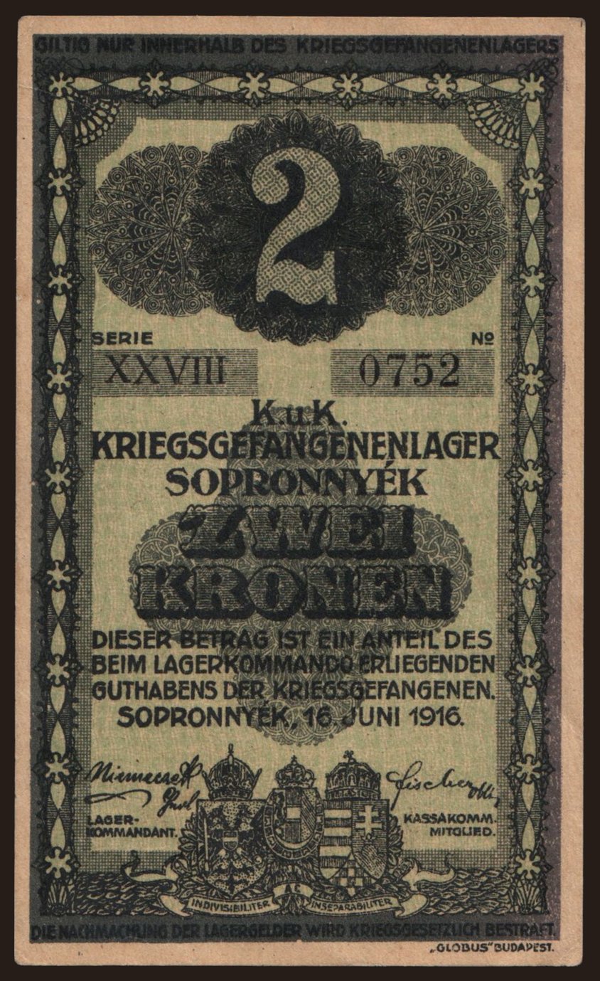 Sopronnyék, 2 Kronen, 1916