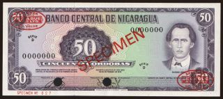 50 cordobas, 1972, SPECIMEN