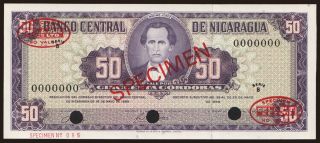 50 cordobas, 1968, SPECIMEN