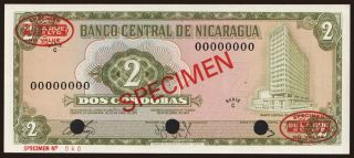 2 cordobas, 1972, SPECIMEN