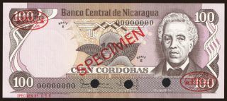 100 cordobas, 1979, SPECIMEN
