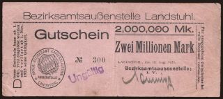 Landstuhl/ Bezirksamtsaußenstelle, 2.000.000 Mark, 1923