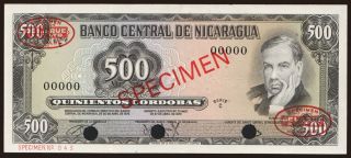 500 cordobas, 1972, SPECIMEN