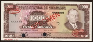 1000 cordobas, 1972, SPECIMEN