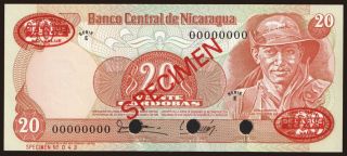 20 cordobas, 1979, SPECIMEN