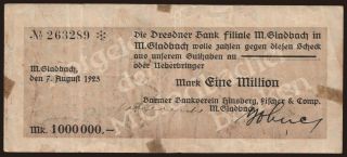 München-Gladbach/ Dresdner Bank, 1.000.000 Mark, 1923