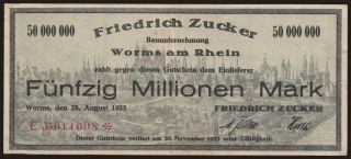 Worms/ Friedrich Zucker, 50.000.000 Mark, 1923