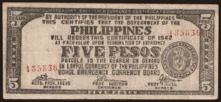 Bohol, 5 pesos, 1942