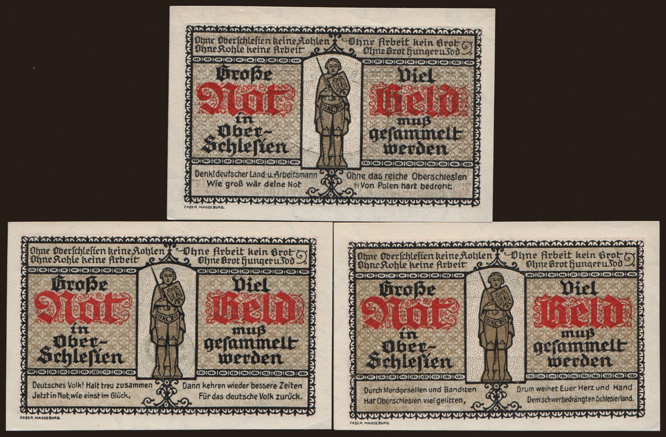 Halberstadt/ Rotes Kreuz, 3x 50 Pfennig - 1 Mark, 1921