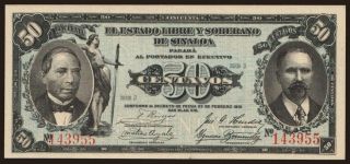 Estado Libre y Soberano de Sinaloa, 50 centavos, 1915