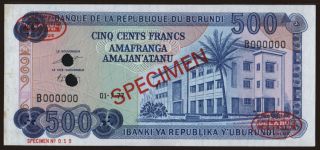 500 francs, 1977, SPECIMEN