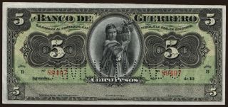 Banco De Guerrero, 5 pesos, 1906