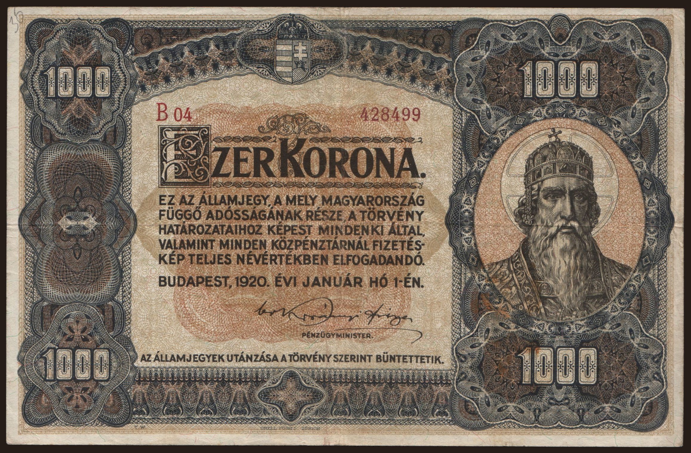 1000 korona, 1920