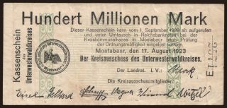 Montabaur/ Kreisausschuss des Unterwesterwaldkreises, 100.000.000 Mark, 1923