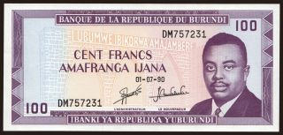 100 francs, 1990