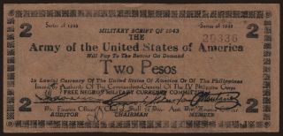 Free Negros/ Army of the United States of America, 2 pesos, 1943