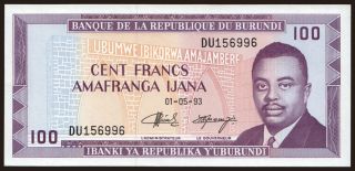 100 francs, 1993