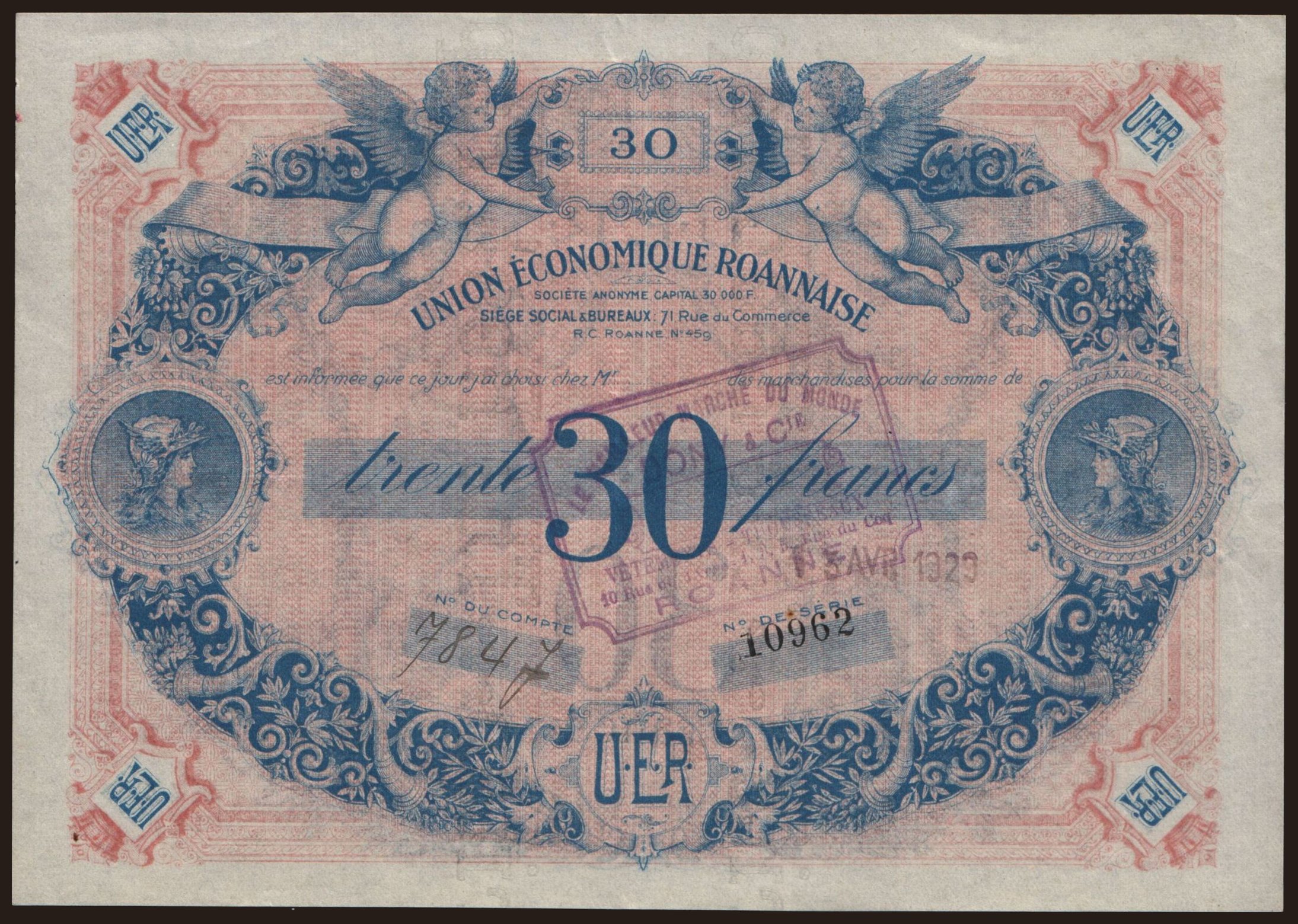 Roanne, 30 francs, 1929