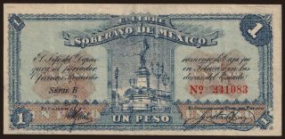 Estado Libre y Soberano de Mexico, Toluca, 1 peso, 1915