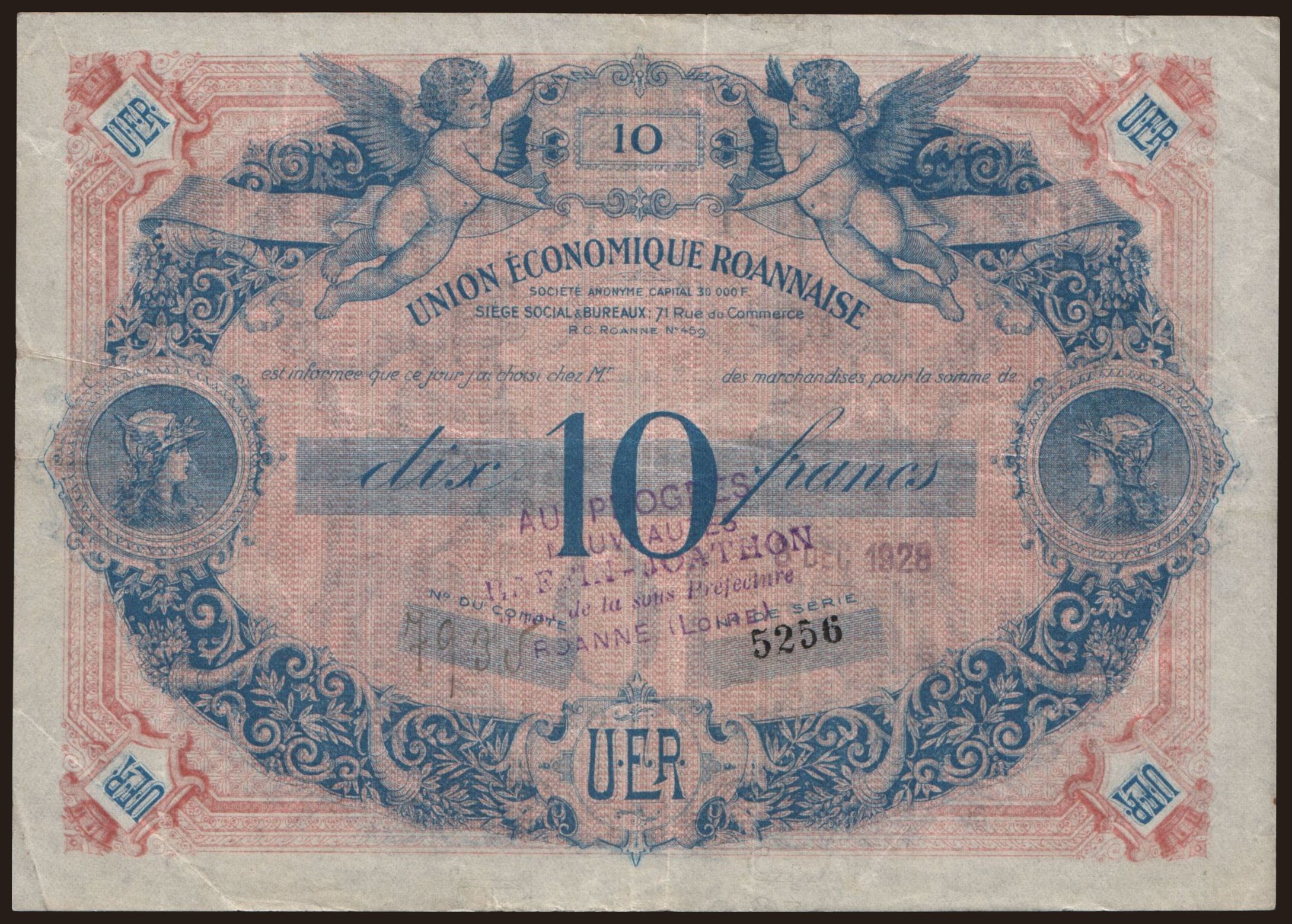 Roanne, 10 francs, 1928