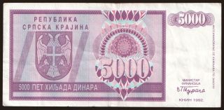 RSK, 5000 dinara, 1992