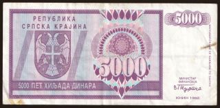 RSK, 5000 dinara, 1992