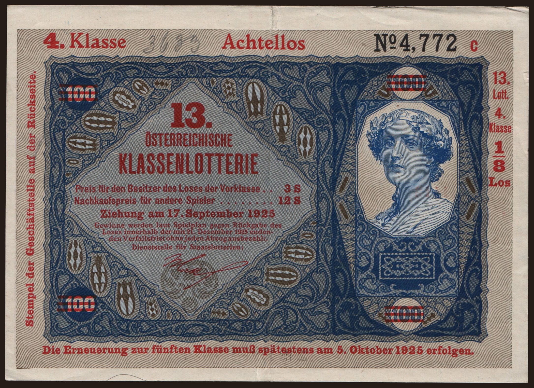 Donaustaat, 100 Kronen, 1923