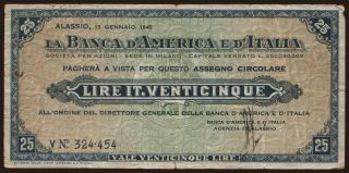 Alassio/ La Banca d America e d Italia, 25 lire, 1945