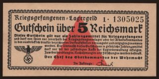 Lagergeld, 5 Reichsmark, 1939