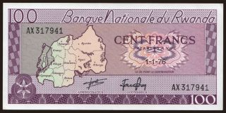 100 francs, 1976