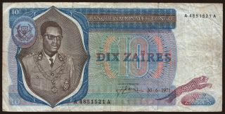 10 zaires, 1971