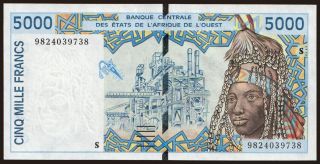 Guinea-Bissau, 5000 francs, 1998