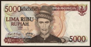 5000 rupiah, 1986