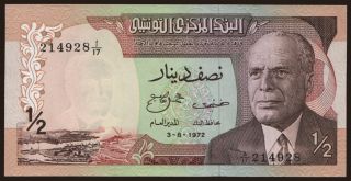 1/2 dinar, 1972