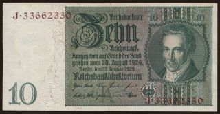 10 Reichsmark, 1929, K/J